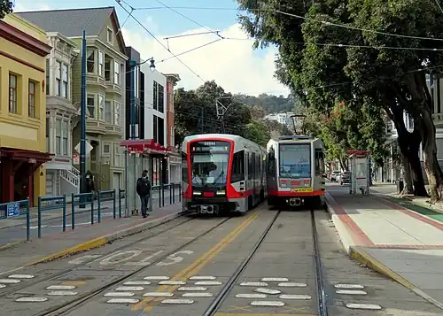 N Judah trains at Duboce and Church, 2018