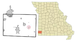 Location of Newtonia, Missouri
