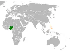 Map indicating locations of Nigeria and Philippines