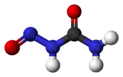 Ball and stick model a minor tautomer of nitrosourea