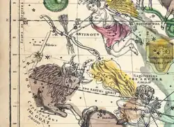 A detail from the July–September plate of Atlas Designed to Illustrate the Geography of the Heavens, showing Norma Nilotica near the left edge