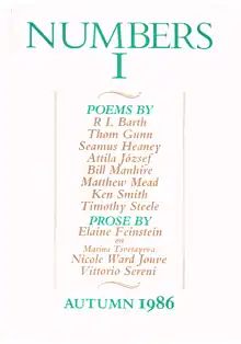 Numbers magazine, cover of issue 1.