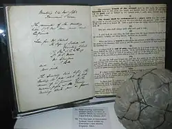 The original hand written 'Laws of the game' for association Football of 1863 on display at the National Football Museum, Manchester, note the reference Mr Steward, The Captain of Football at Shrewsbury School