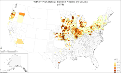 Map of "other" presidential election results by county