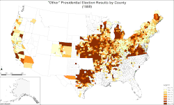 Map of "other" presidential election results by county