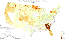 Map of "other" presidential election results by county
