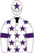 White, purple stars, armlets and star on cap