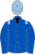 Royal blue, light blue epaulets, light blue cap
