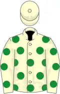 Cream, green spots, cream cap