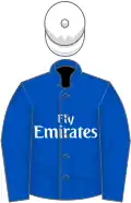 Royal blue, white cap
