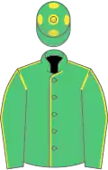 EMERALD GREEN, yellow seams, emerald green cap, yellow spots