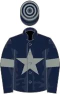 Dark blue, grey star, grey armlet, hooped cap