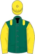 Dark green, yellow epaulettes, yellow sleeves, yellow cap