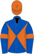 Royal blue, orange diabolo, armlets and cap