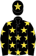 Black, yellow stars, black cap, yellow star