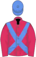 Red, royal Blue cross sashes and cap