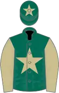 Dark green, beige star, sleeves and star on cap