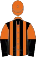 Orange and black stripes, halved sleeves, orange cap