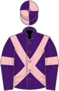 Purple, pink cross belts and armlets, quartered cap