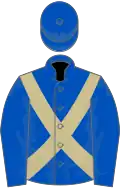 Royal blue, beige cross belts