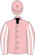 Pink, white striped sleeves, pink cap