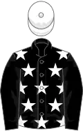 Black, white stars on body, white cap