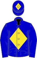 Blue, yellow diamond on body and cap