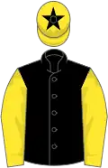 Black, yellow sleeves, yellow cap, black star