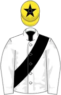 White, black sash, yellow cap, black star