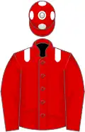 Red, white epaulets, red cap, white spots
