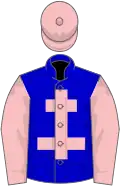 Blue, pink cross of lorraine, sleeves and cap