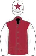 Maroon, white sleeves and cap with maroon star