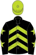 Black, green chevrons, stars on sleeves, green cap