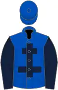 Royal blue, dark blue cross of lorraine and sleeves, royal blue cap