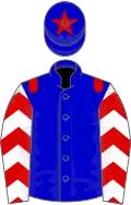 Blue, red epaulets, white sleeves, red chevrons, blue cap, red star