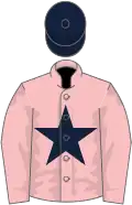 Pink, dark blue star, dark blue cap