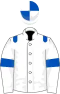 White, royal blue epaulets and armlets, quartered cap