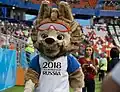 Zabivaka maskot during 2018 FIFA World Cup match between Panama and Tunisia.