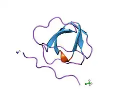 1gbq: SOLUTION NMR STRUCTURE OF THE GRB2 N-TERMINAL SH3 DOMAIN COMPLEXED WITH A TEN-RESIDUE PEPTIDE DERIVED FROM SOS DIRECT REFINEMENT AGAINST NOES, J-COUPLINGS, AND 1H AND 13C CHEMICAL SHIFTS, MINIMIZED AVERAGE STRUCTURE