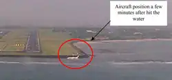 A view of the accident aircraft and the runway it was designated to land on