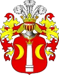 Arms of the Wysocki family of Clan Kolumna, noted as, "Kolumna with wings", a variation of Ostoja