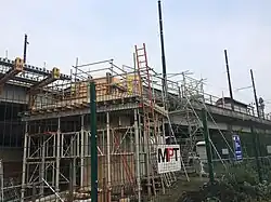 The bridge connects to the existing line immediately west of the platform.