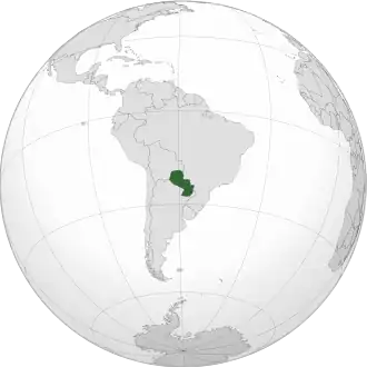 Location of&nbsp;Paraguay&nbsp;(dark green) in South America&nbsp;(gray)