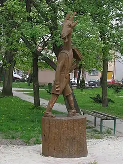 Koziołek Matołek monument in Pacanów square