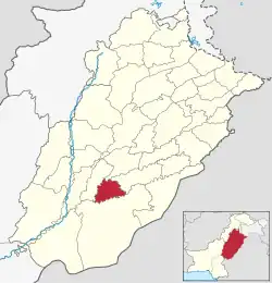 Map of Punjab with Lodhran District highlighted