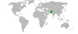 Map indicating locations of Pakistan and Maldives