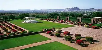 The back garden of the Umaid Bhawan Palace in Jodhpur, India