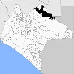 Location of the municipality in Chiapas.