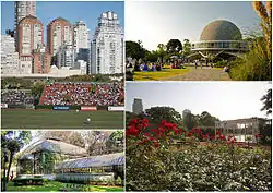 Clockwise from top left: the Polo Stadium, the Galileo Galilei planetarium, the Palermo Woods and the Botanical Garden.