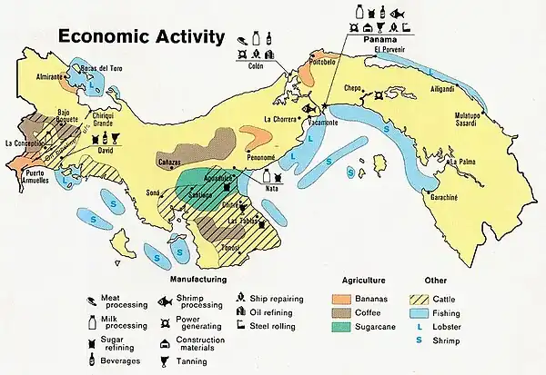 Image 11An economic activity map of Panama, 1981. (from Economy of Panama)